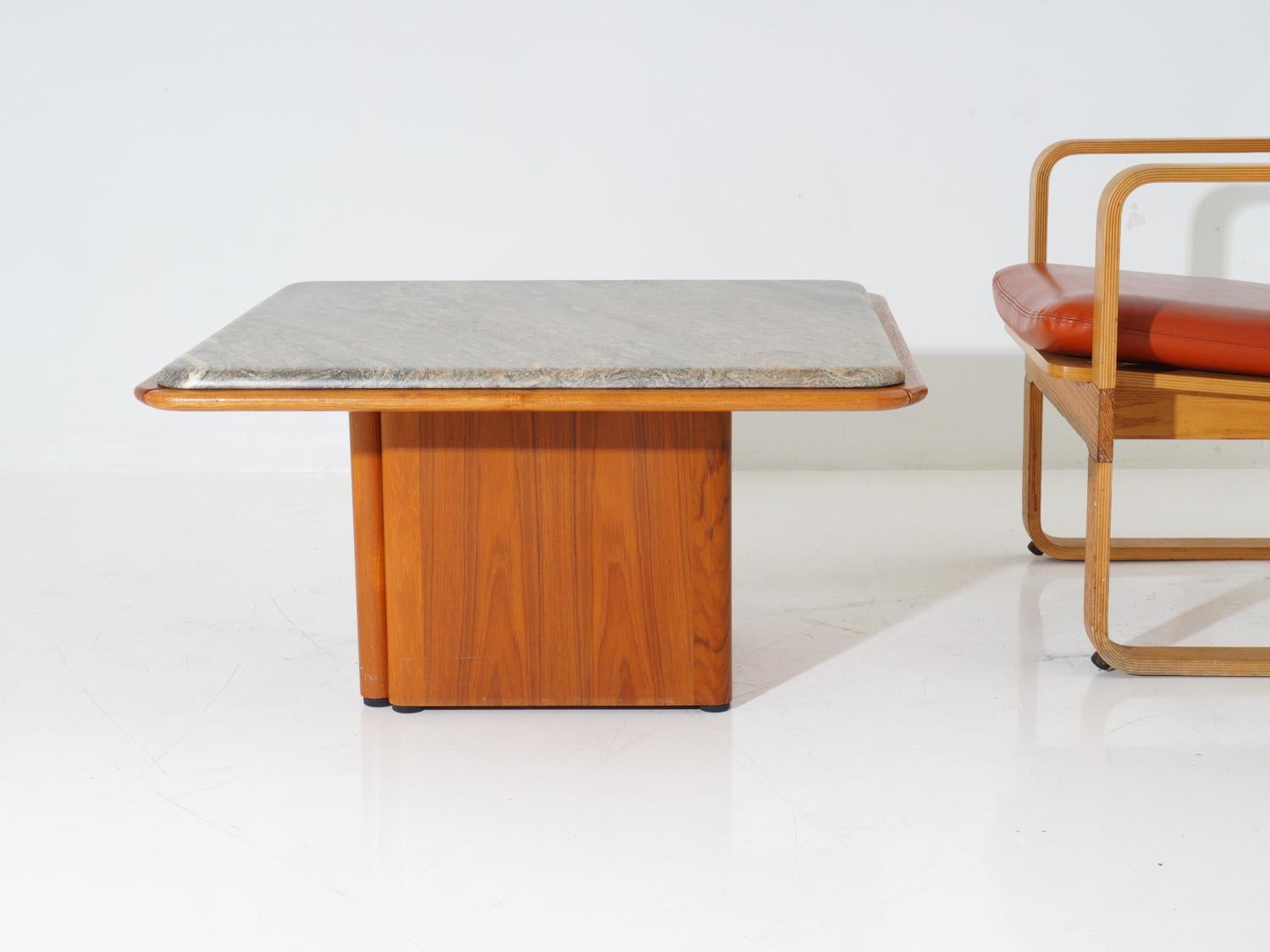 Marble & Teak Coffee Table, 1960s For Sale 1