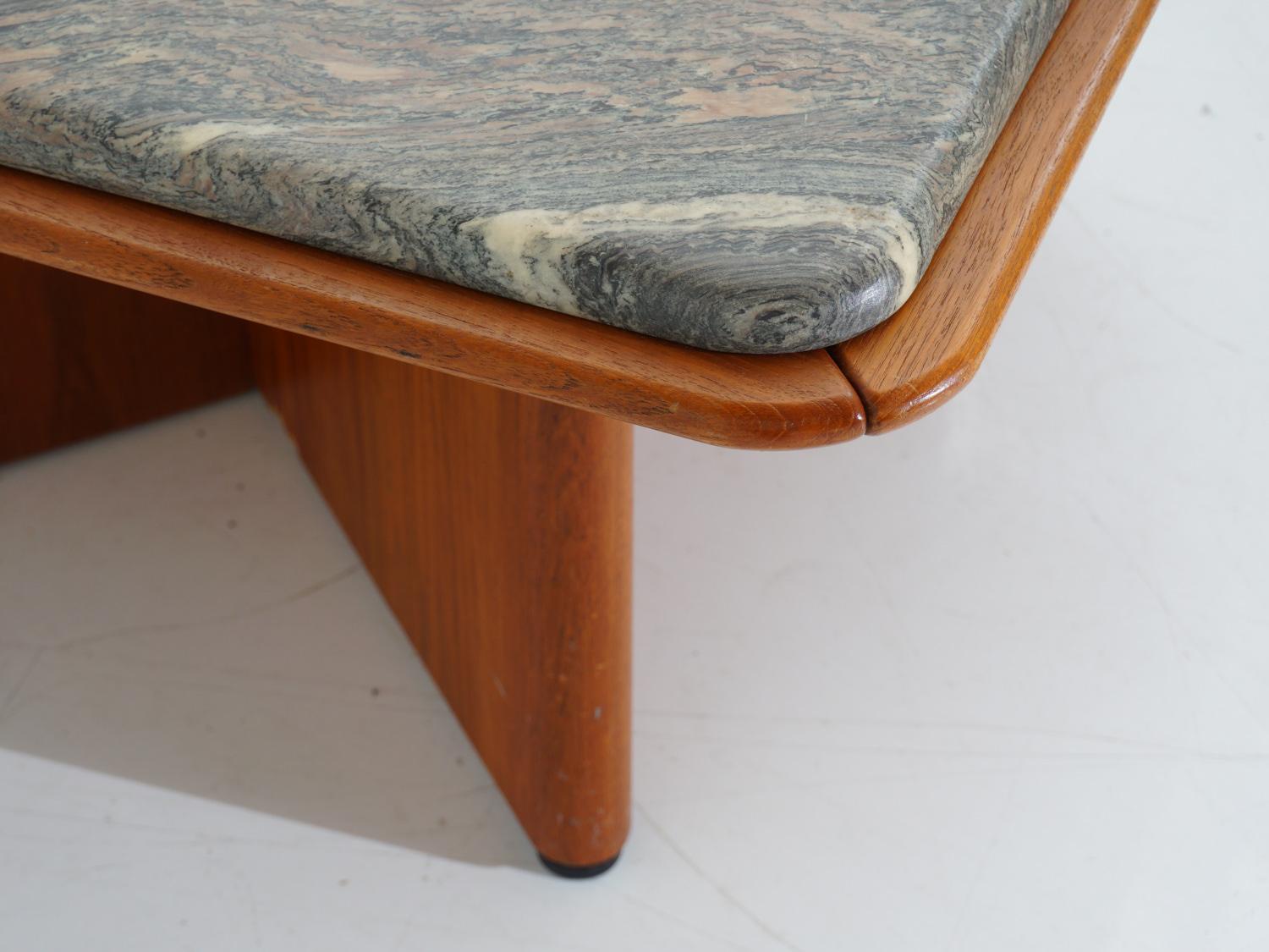 Marble & Teak Coffee Table, 1960s For Sale 2