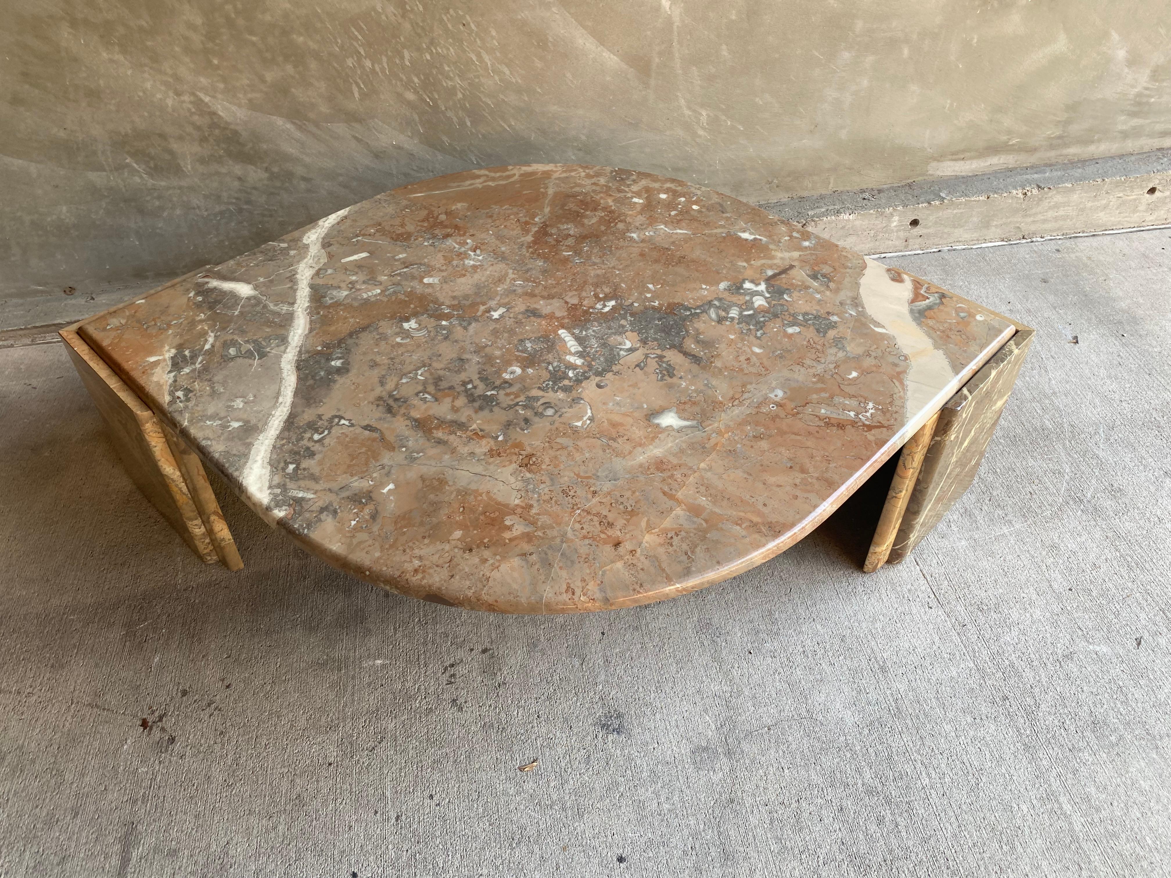 French Marble Teardrop Cocktail Table, Attr. Ligne Roset, France, 1980's