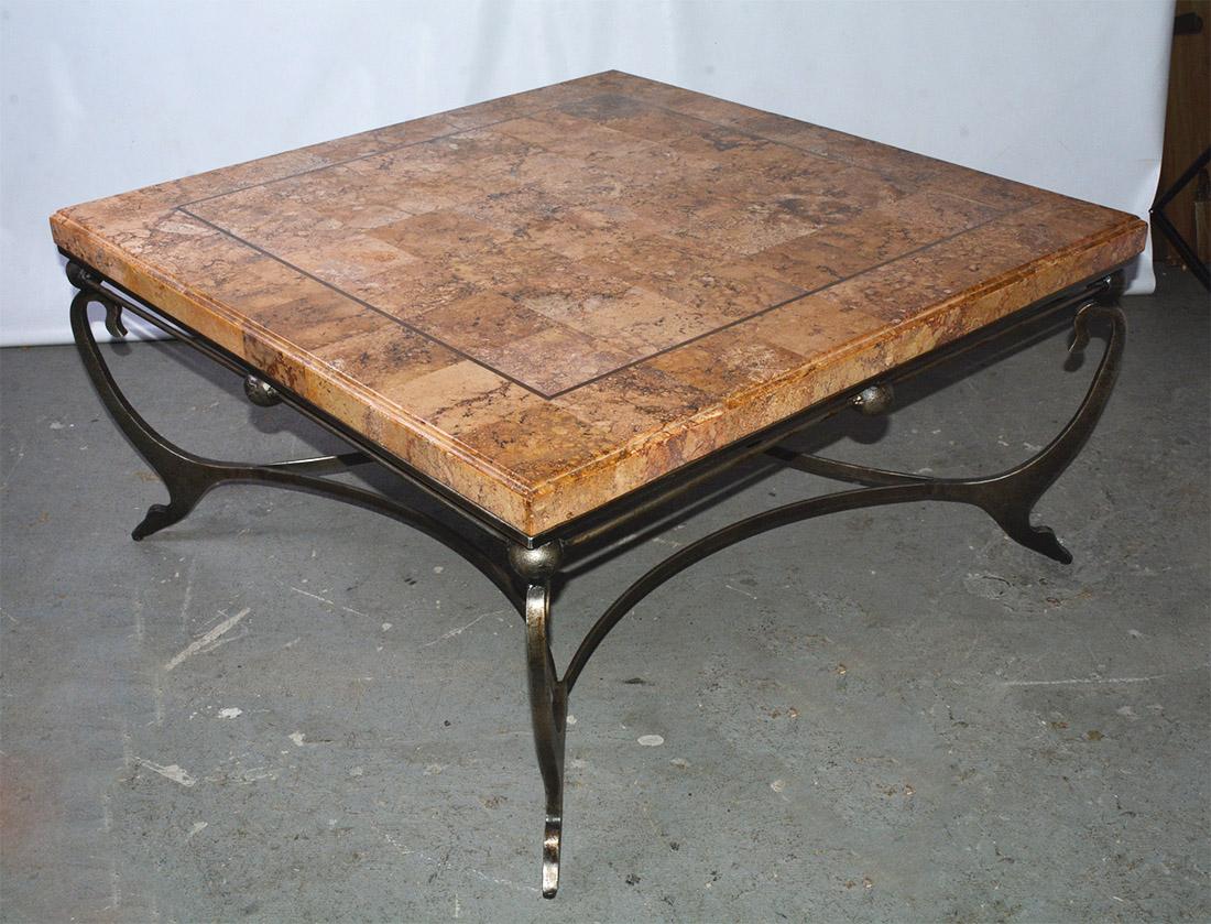 coffee table with stone tiles