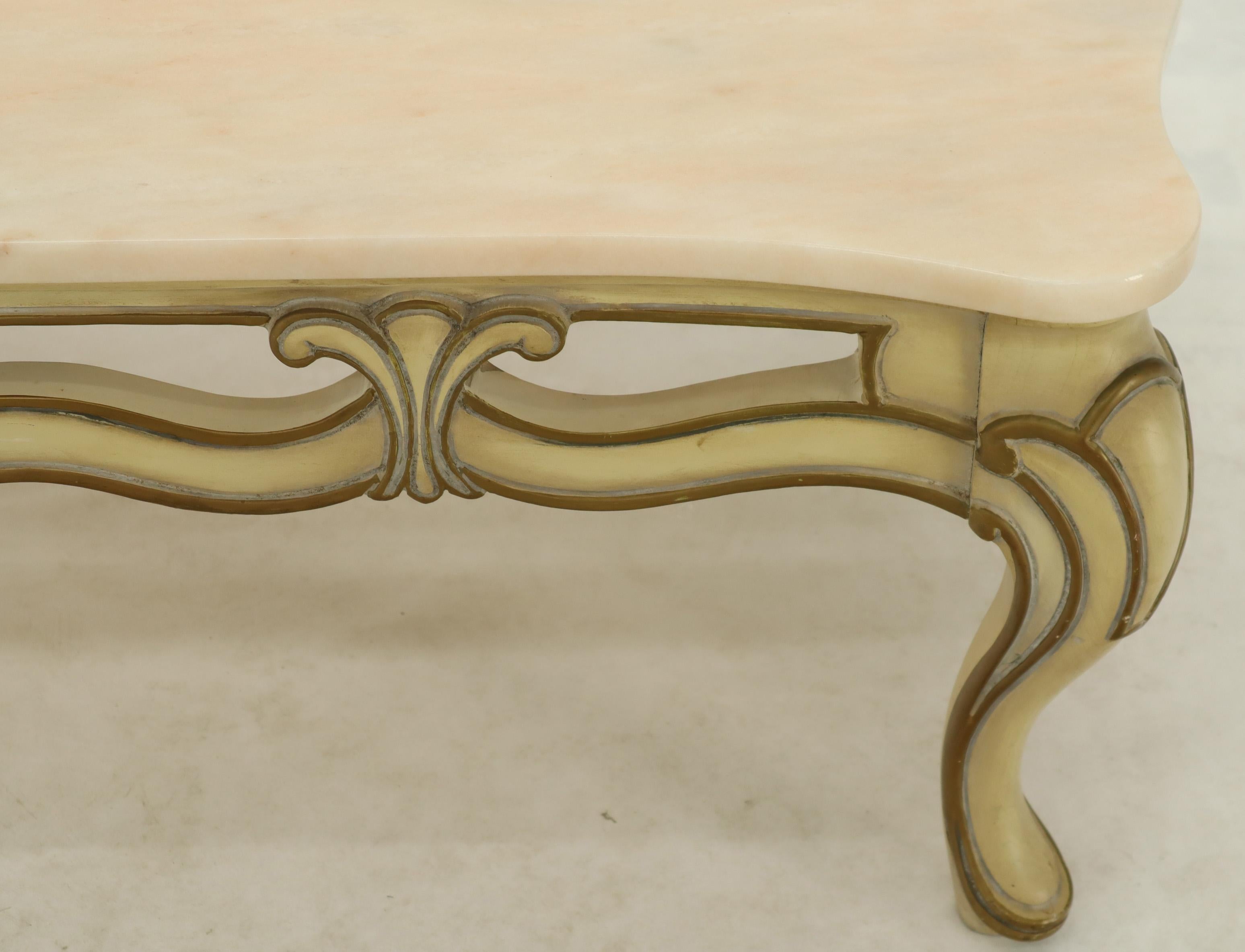 Marble to Pierced Carving Country French Provincial Coffee Table Cabriole Legs 1