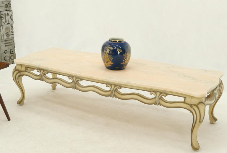 Marble to Pierced Carving Country French Provincial Coffee Table Cabriole Legs For Sale at