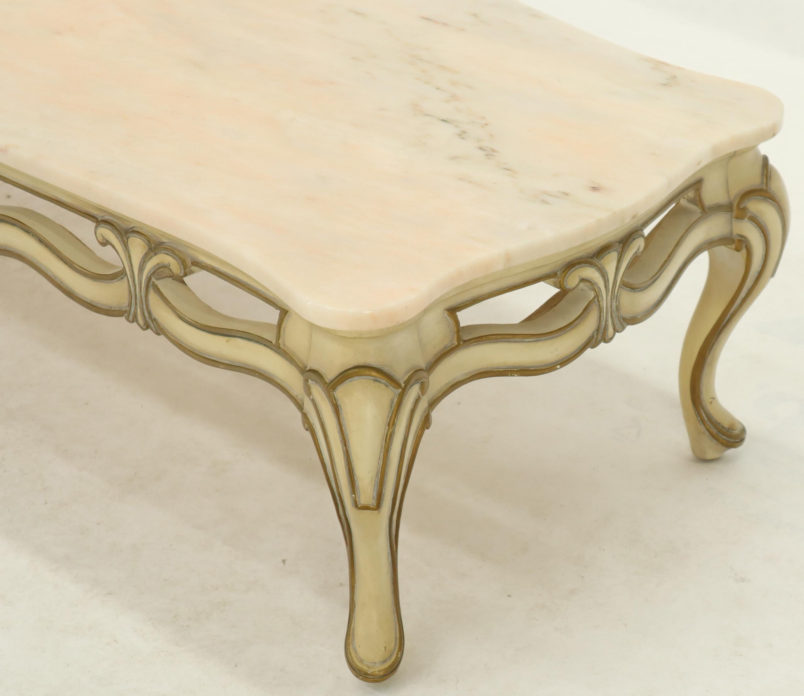 Carved Marble to Pierced Carving Country French Provincial Coffee Table Cabriole Legs