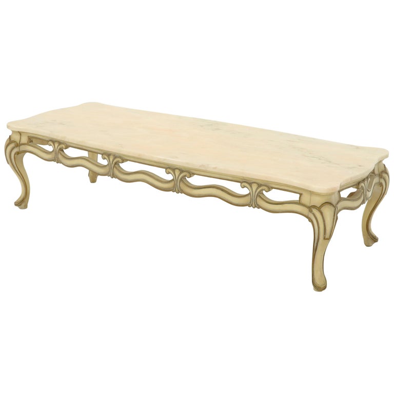 Marble To Pierced Carving Country French Provincial Coffee Table Cabriole Legs For Sale At 1stdibs