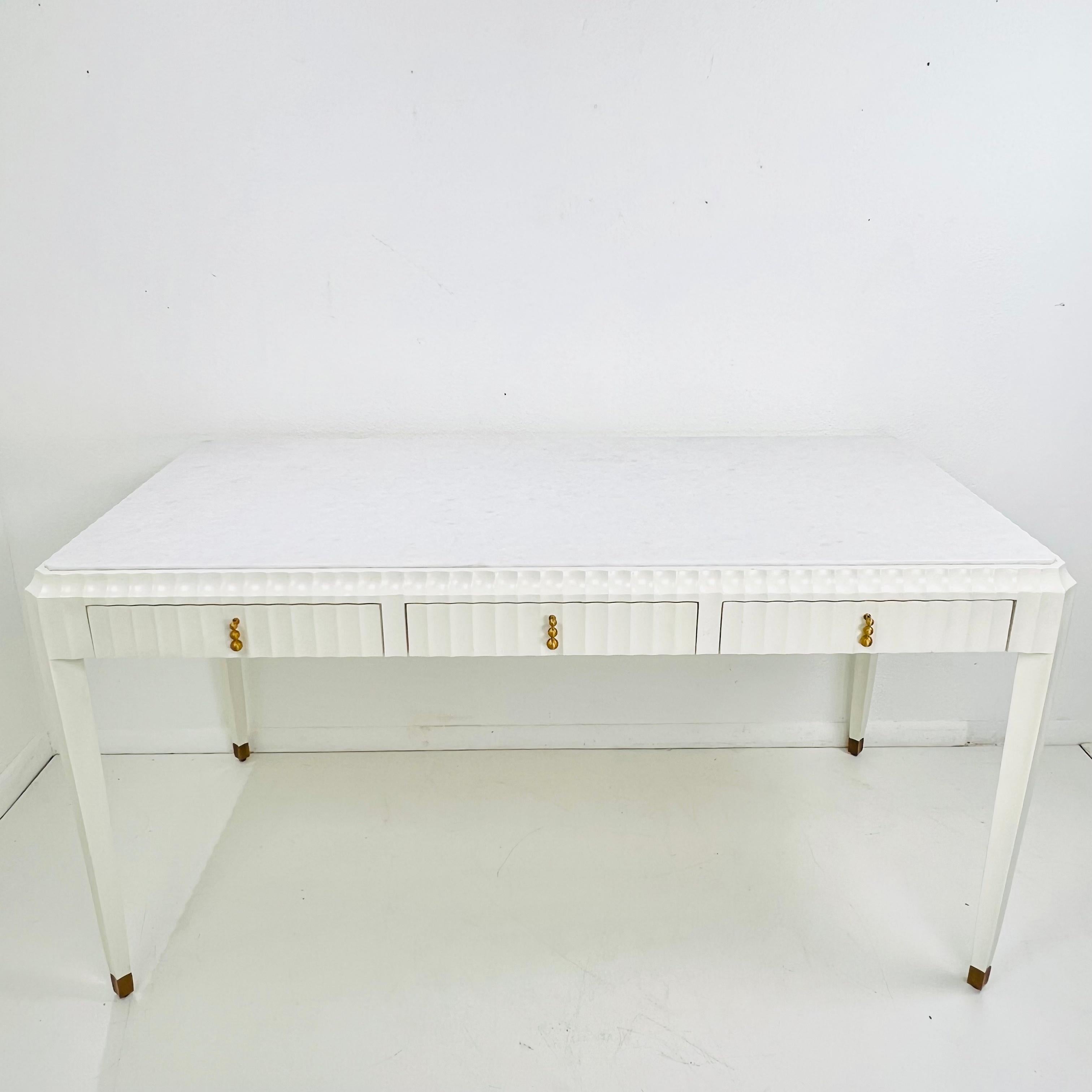North American Marble Top 3 Drawer Writing Desk For Sale