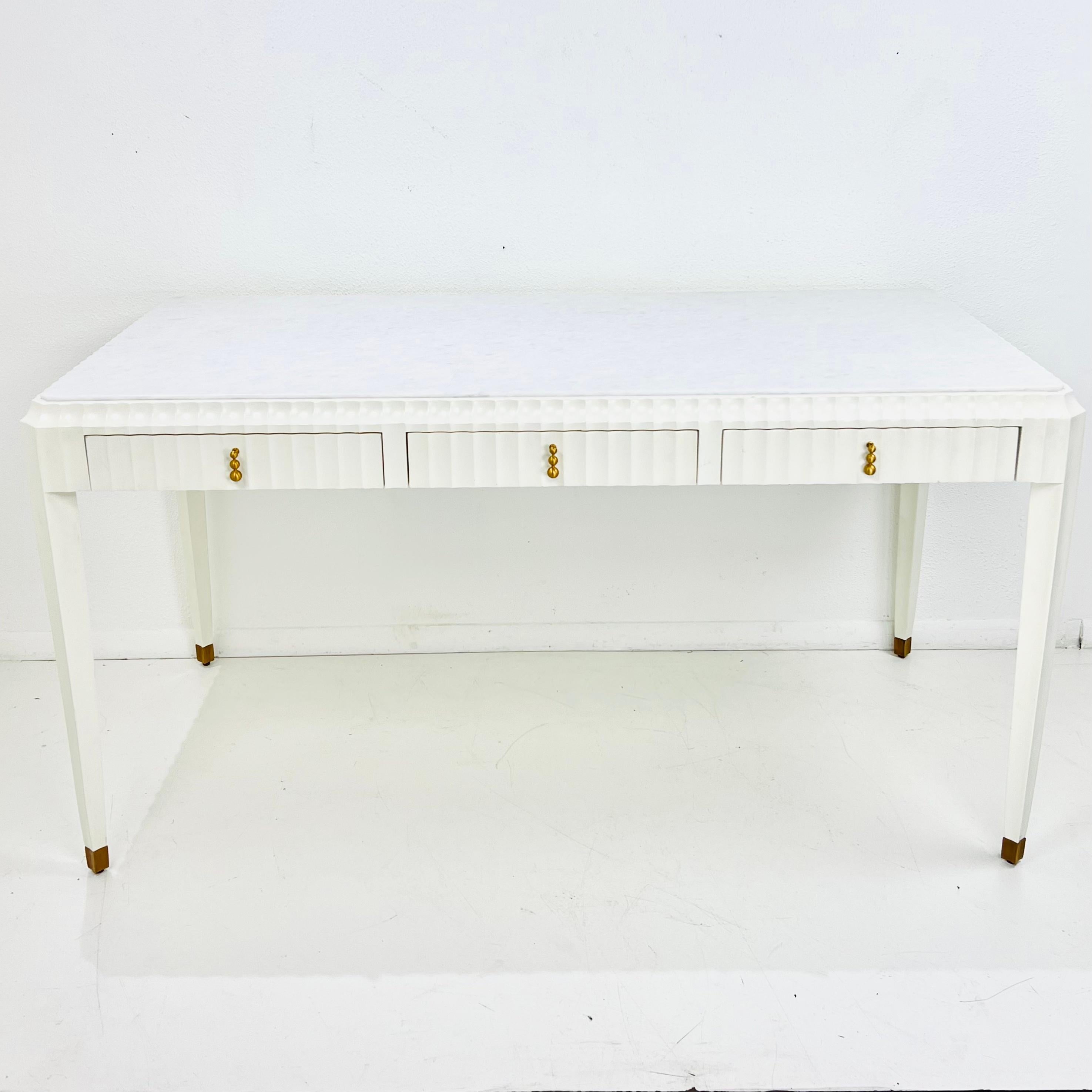 Marble Top 3 Drawer Writing Desk In Good Condition For Sale In Dallas, TX