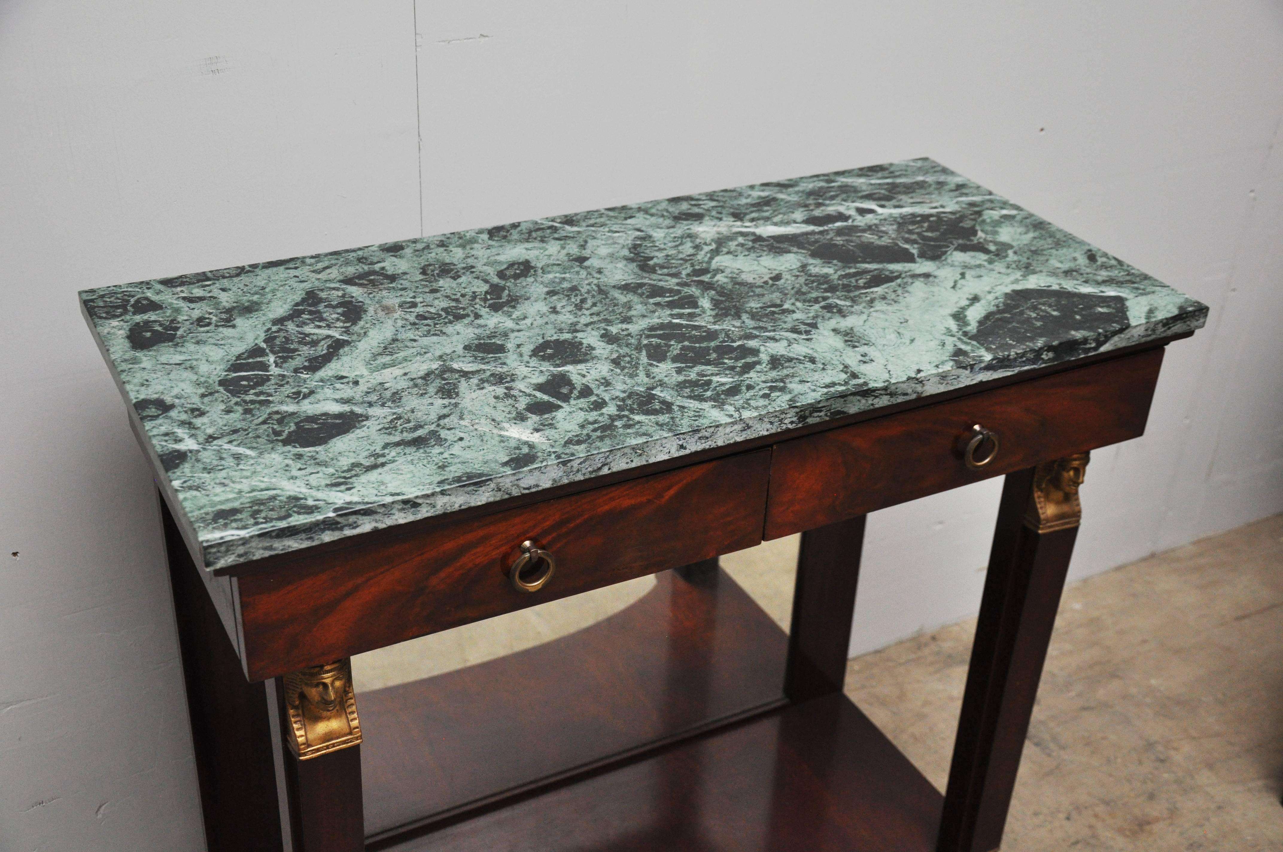 French Marble-Top and Mahogany Foyer Table