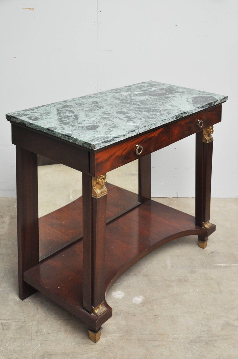 Marble-Top and Mahogany Foyer Table at 1stDibs