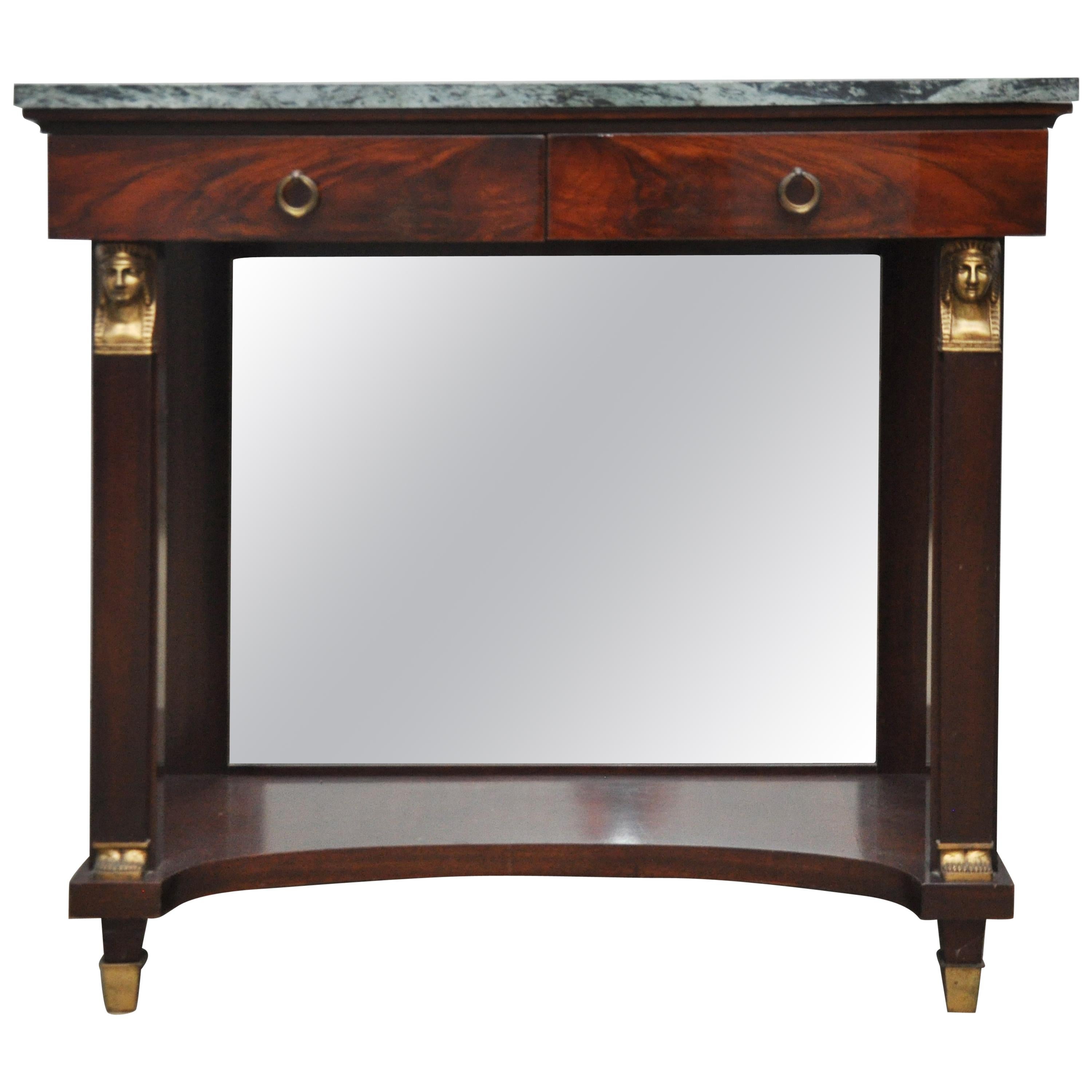 Marble-Top and Mahogany Foyer Table