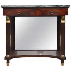 Marble-Top and Mahogany Foyer Table