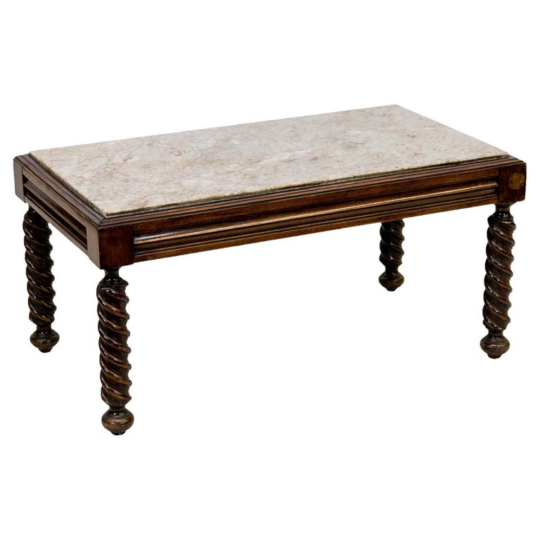 Marble Top Barley Twist Coffee Table For At 1stdibs Marble Top Barley Twist Coffee Table, Twist Leg Coffee Table