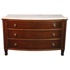 Marble Top Brass Inlaid Fitted French Regency Dresser Commode, circa 1940