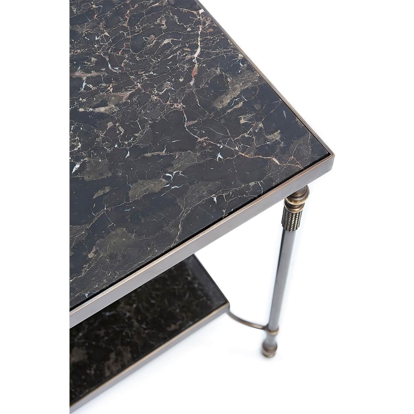 Modern Marble Top Brass Side Table