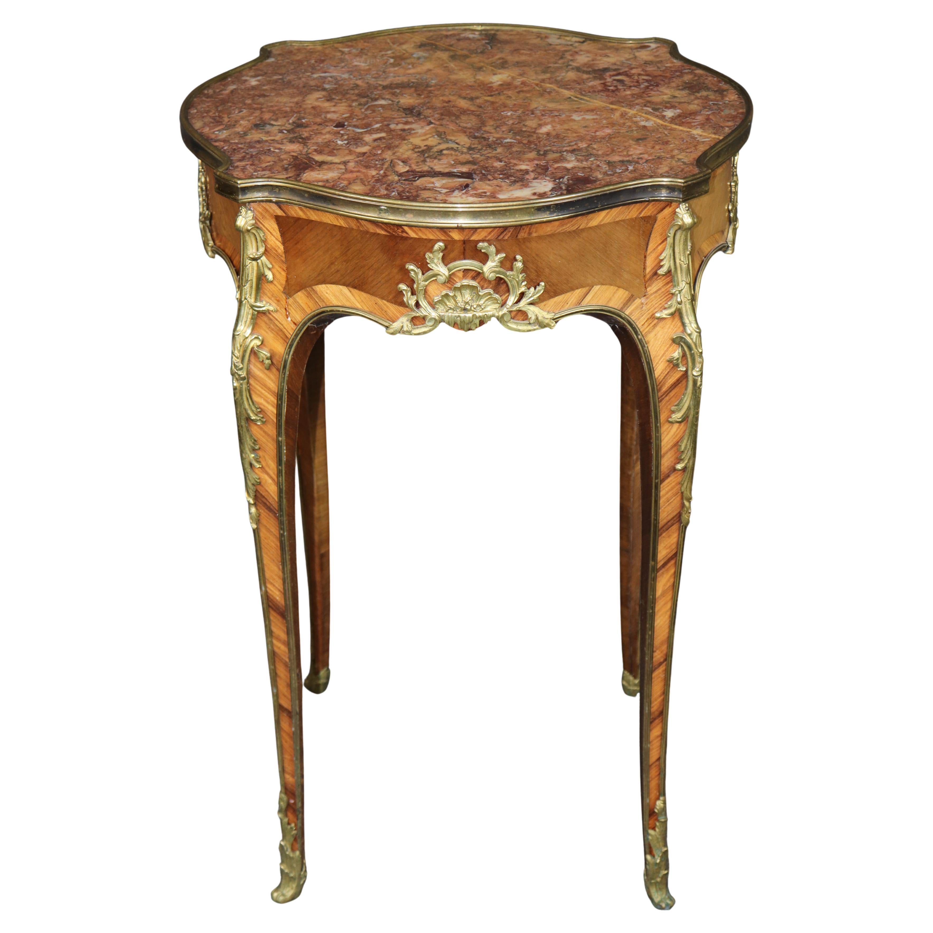Marble Top Bronze Mounted French Linke Style Louis XV Style Occassional Table