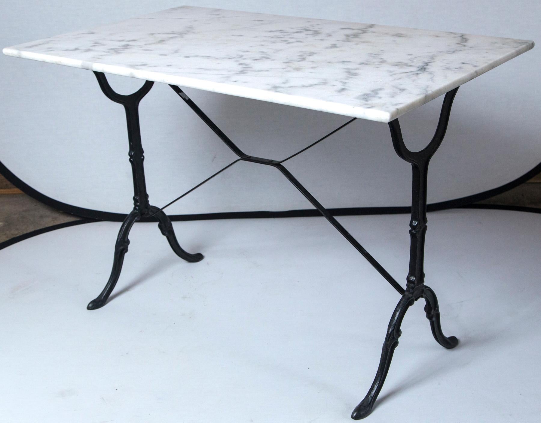 Marble Top Cast Iron Bistro Table, France, Early 20th Century 6