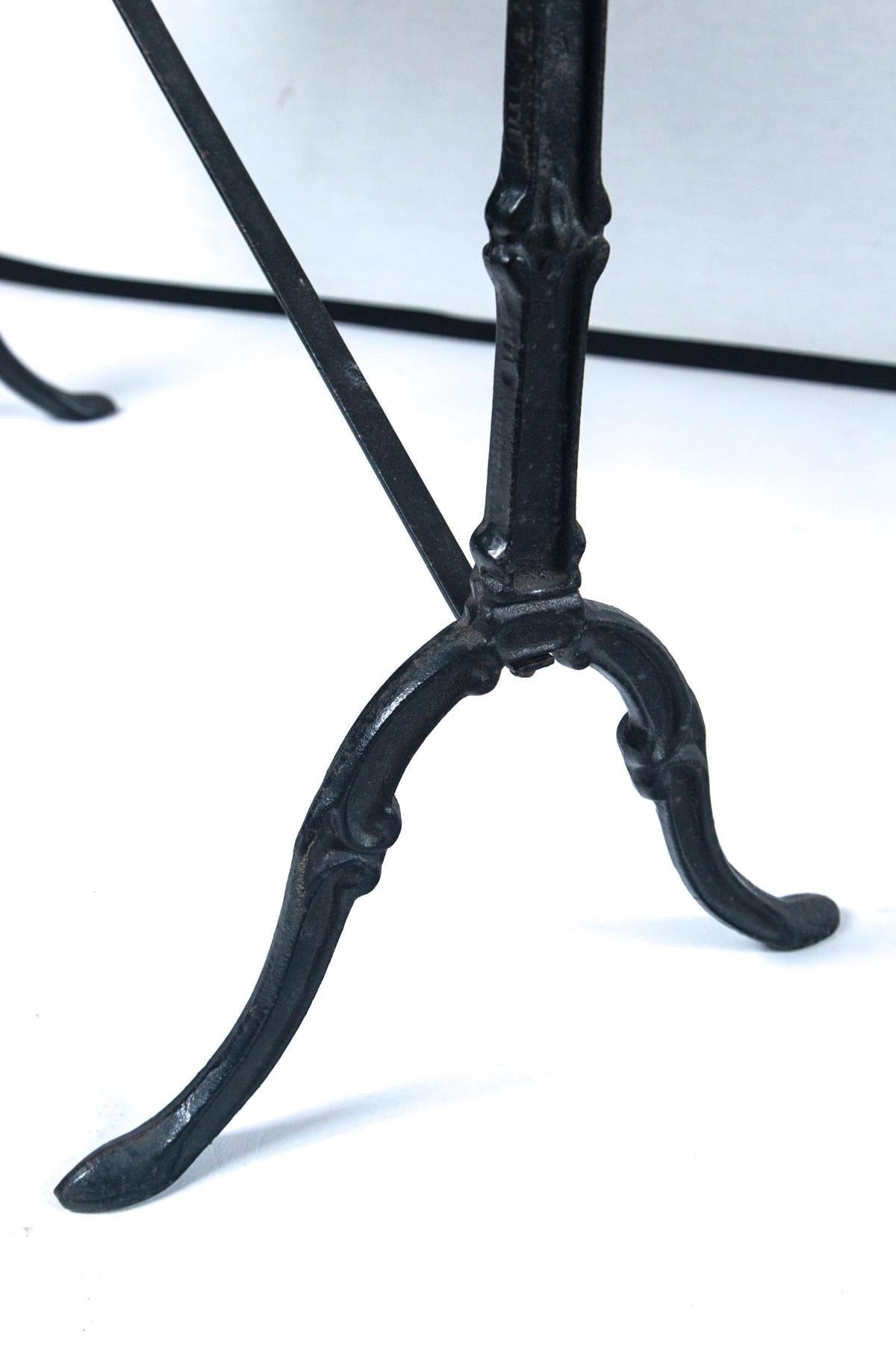 French Marble Top Cast Iron Bistro Table, France, Early 20th Century