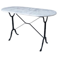 Marble Top Cast Iron Bistro Table, France, Early 20th Century