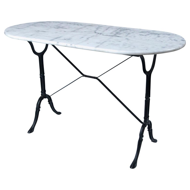 Marble Top Cast Iron Bistro Table, France, Early 20th Century For Sale at 1stdibs