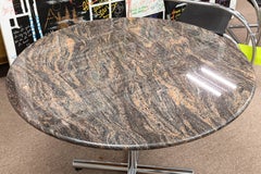 Marble Top Chrome Base Contemporary Modern Dinette Game Table