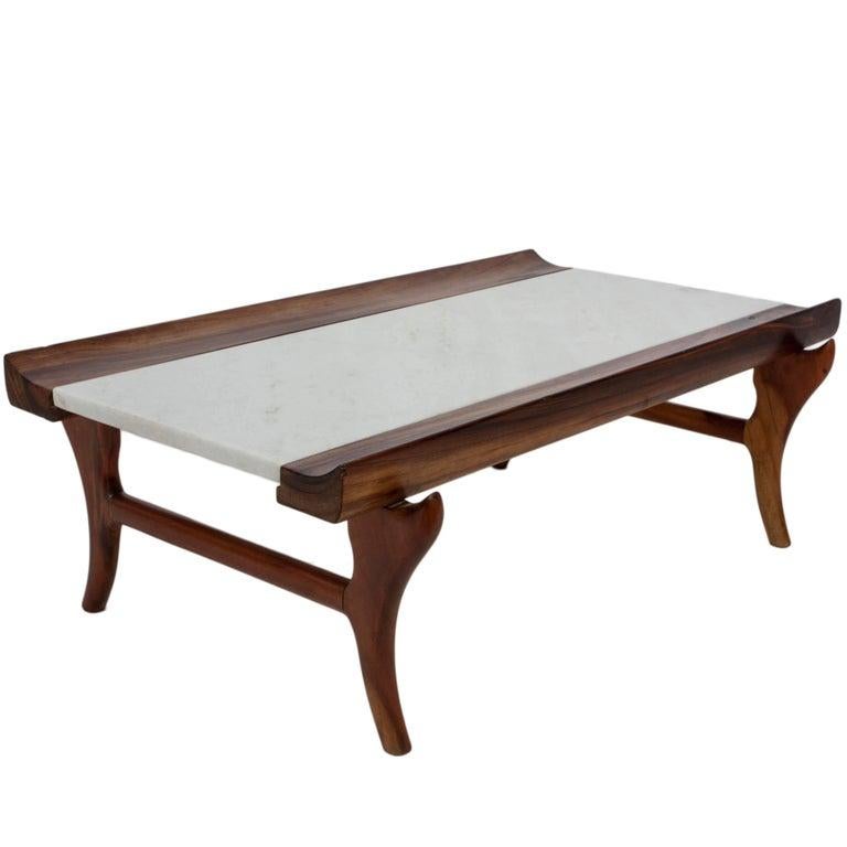 Brazilian Marble-Top Coffee Table Attributed to Giuseppe Scapinelli