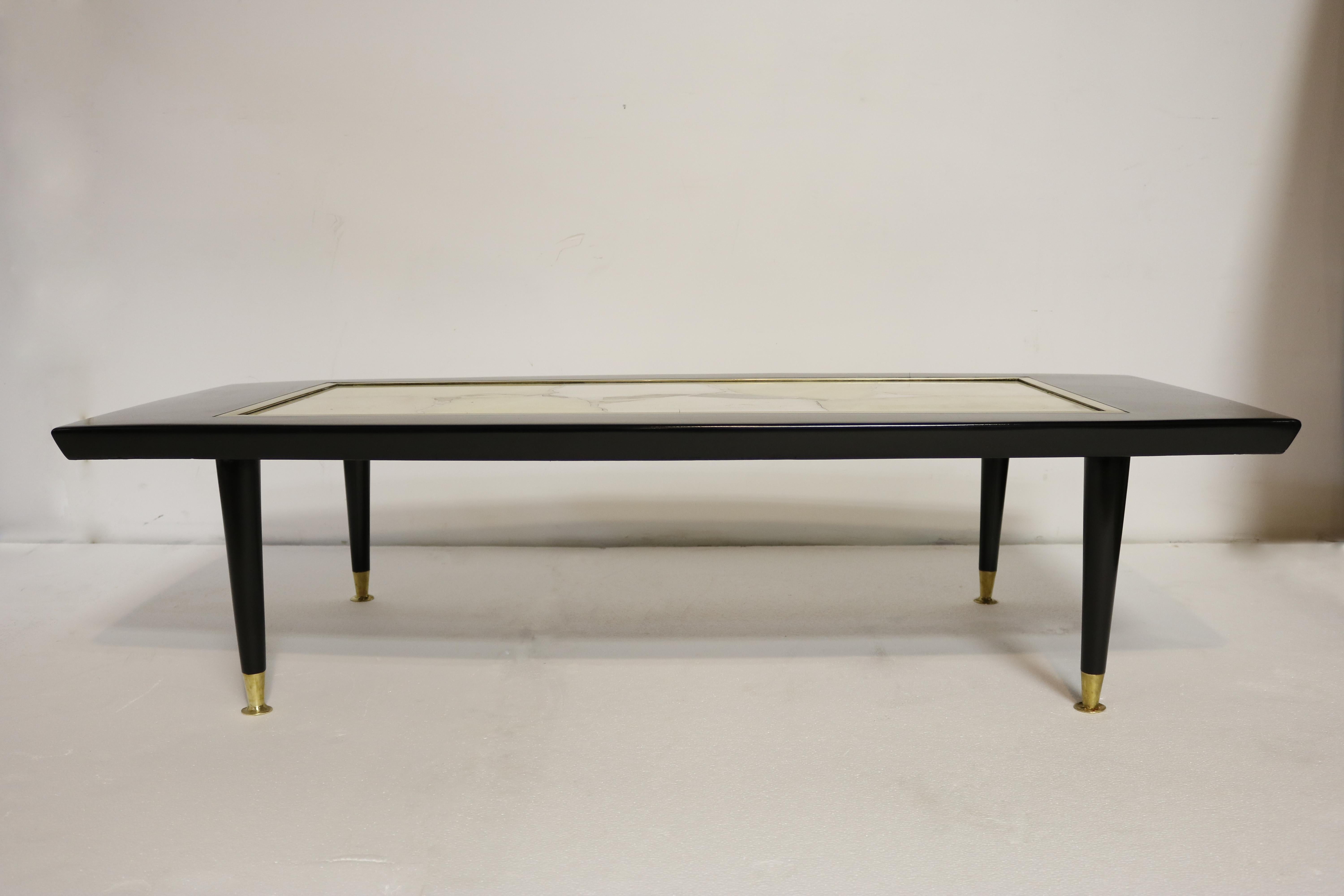 Lacquered Marble-Top Coffee Table