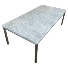 Mid Century Modern Style Stainless Steel White Marble Top Coffee Table