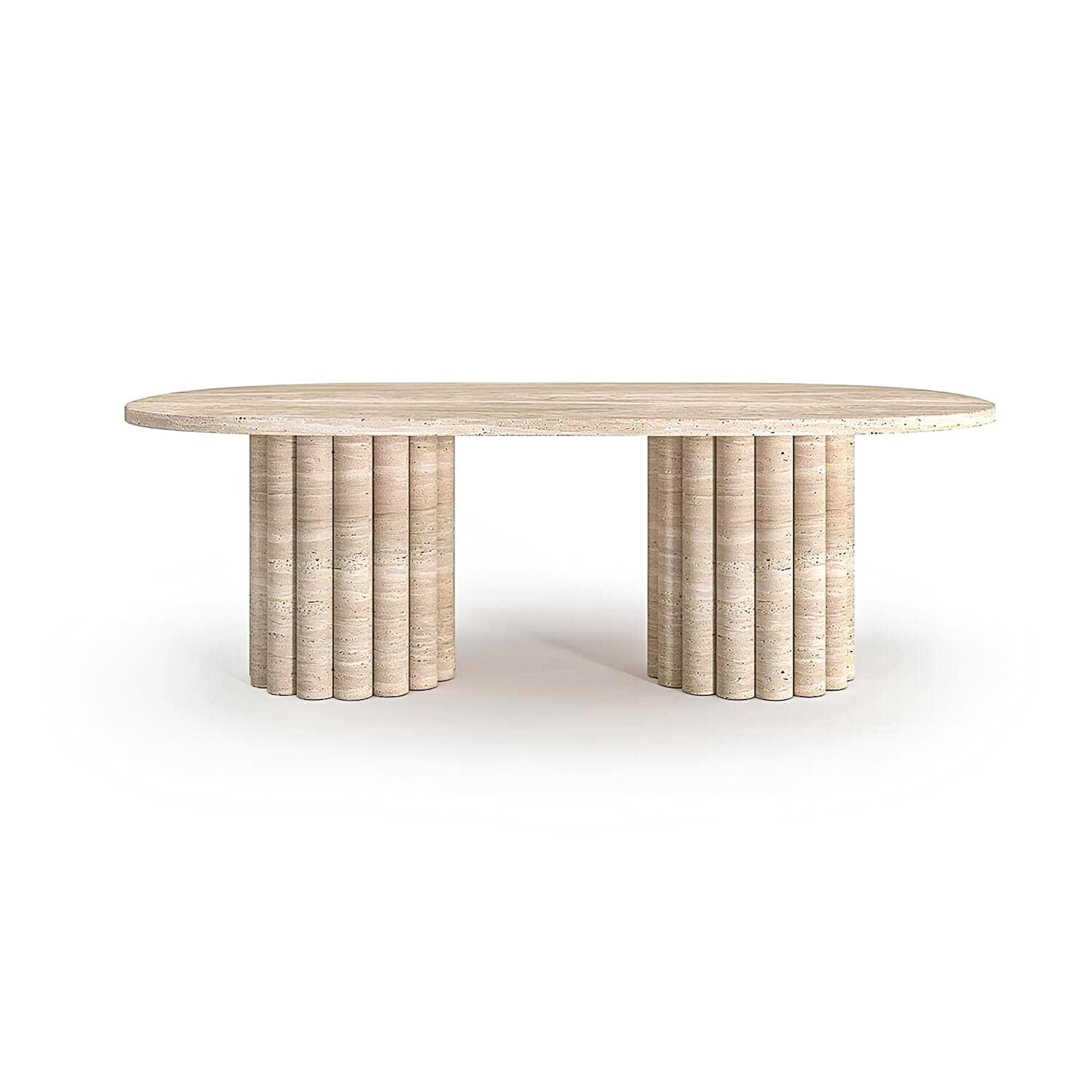 Moderne Table basse en marbre blanc - Table d'appoint en travertin en vente