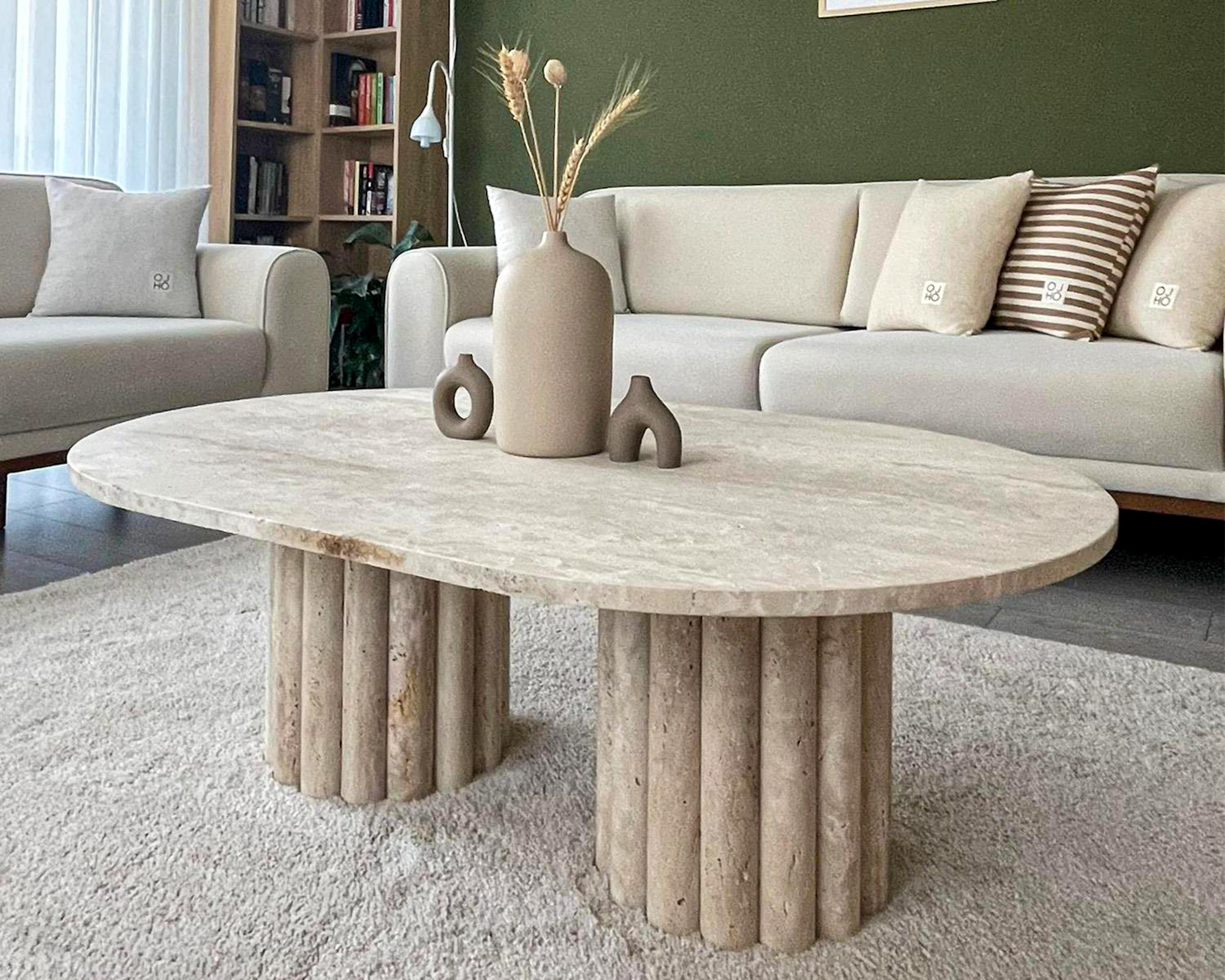Table basse en marbre blanc - Table d'appoint en travertin Neuf - En vente à İnegöl, TR