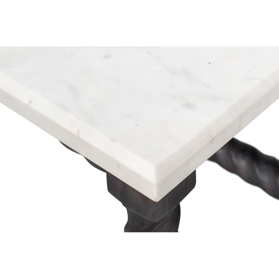 Mesa de centro con tapa de mármol y base giratoria de cebada Mármol en venta