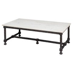 Marble Top Coffee Table with Barley Twist Base