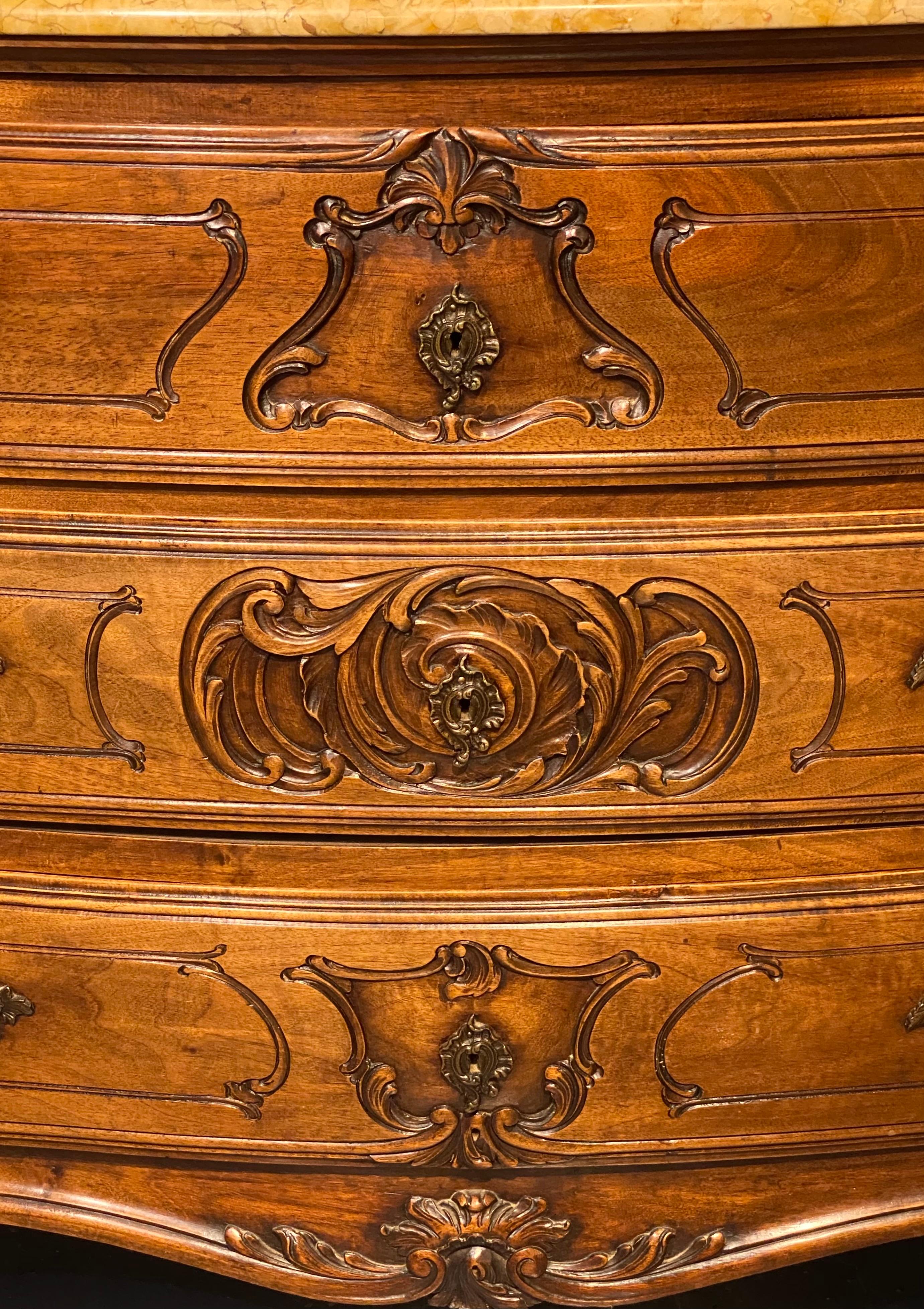 Marble Top Commode, Dresser Louis XV Style, Late 19th Century In Good Condition In Stamford, CT