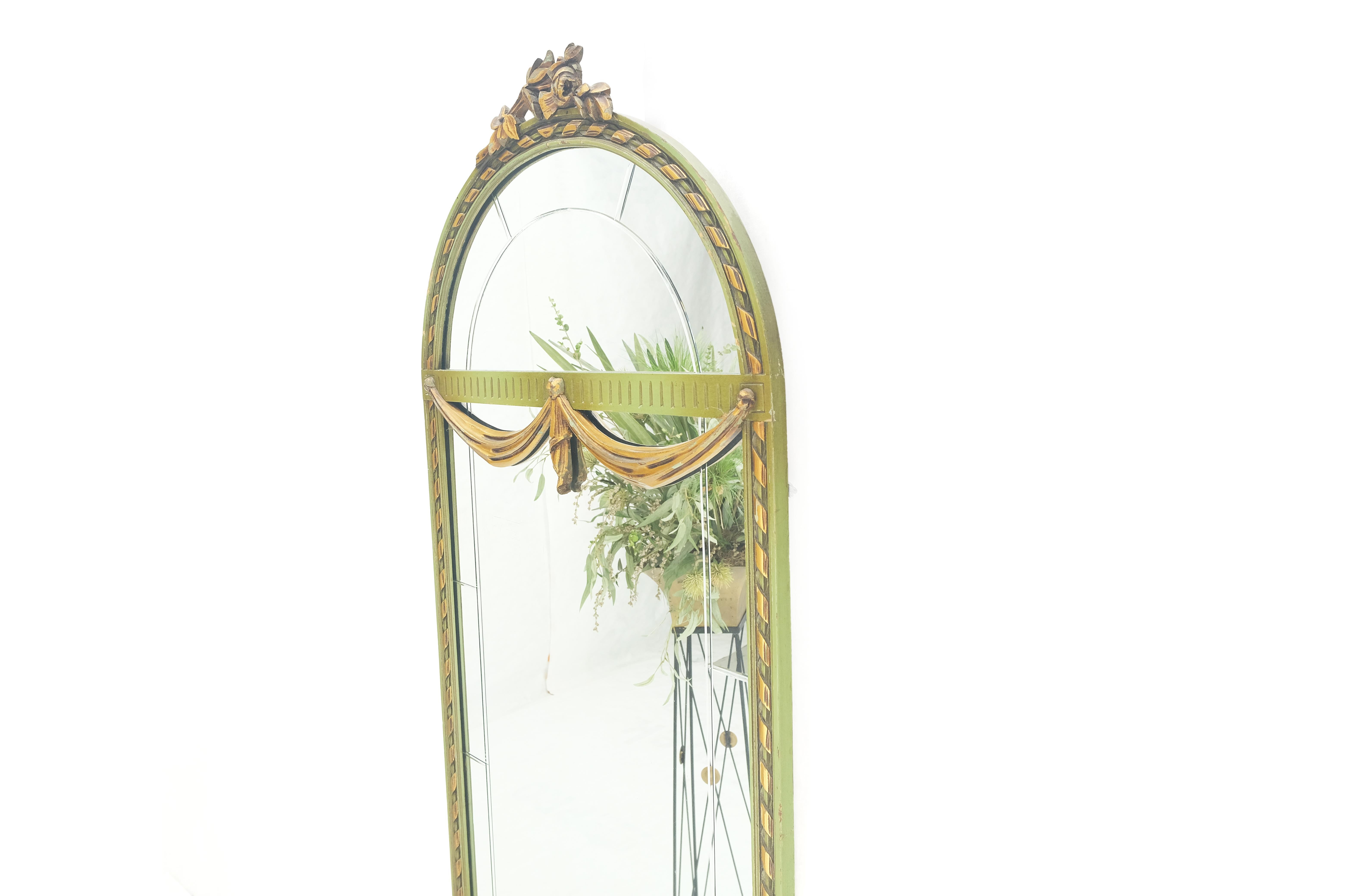 Marble Top Console Dome Shape Green & Gold french Pier Mirror  For Sale 3