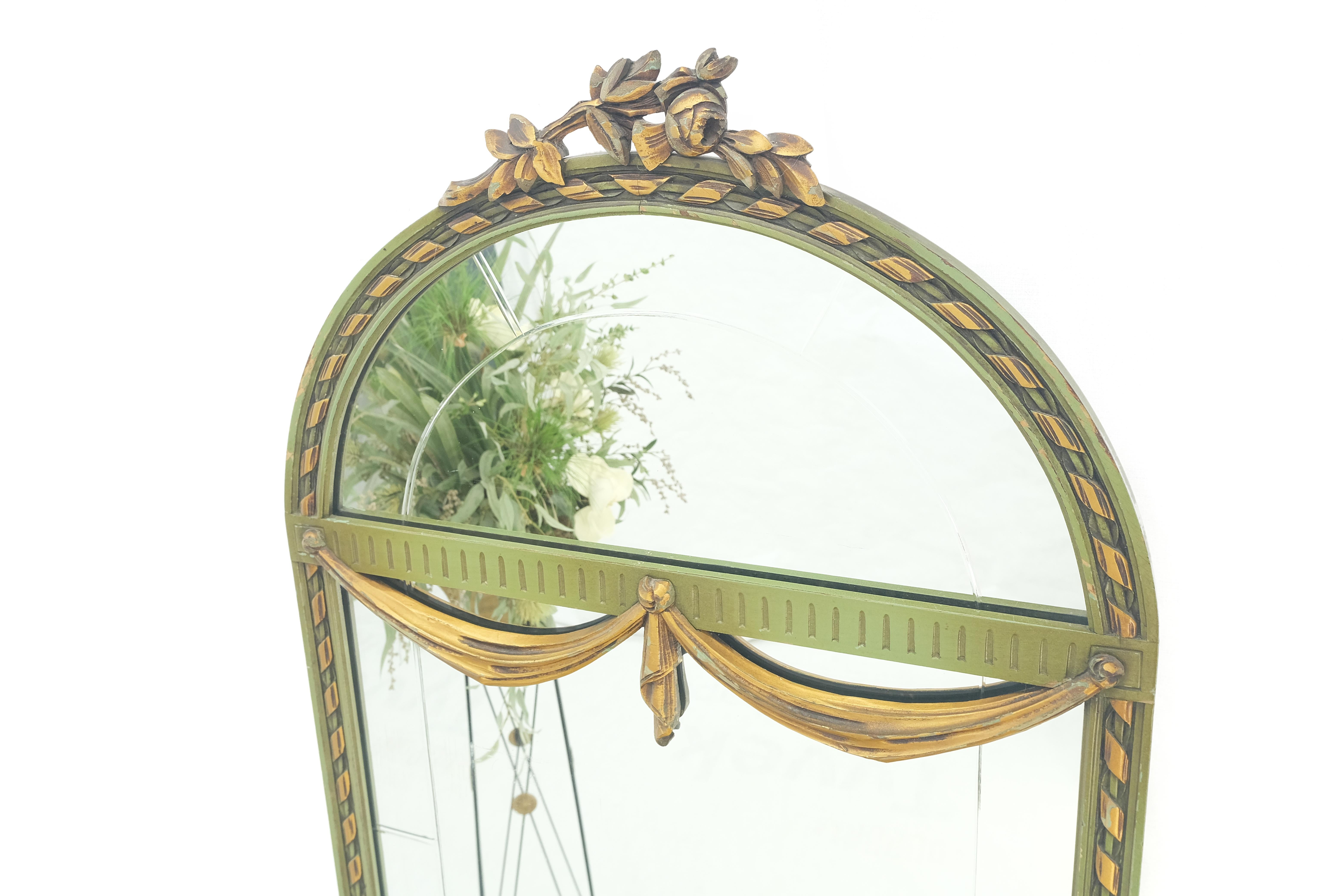 American Marble Top Console Dome Shape Green & Gold french Pier Mirror  For Sale