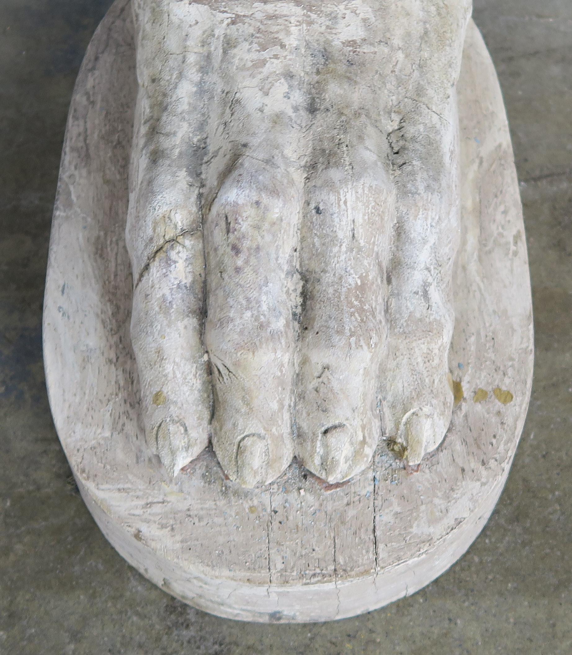 Marble-Top Console on Carved Pedestals, circa 1900 In Distressed Condition In Los Angeles, CA