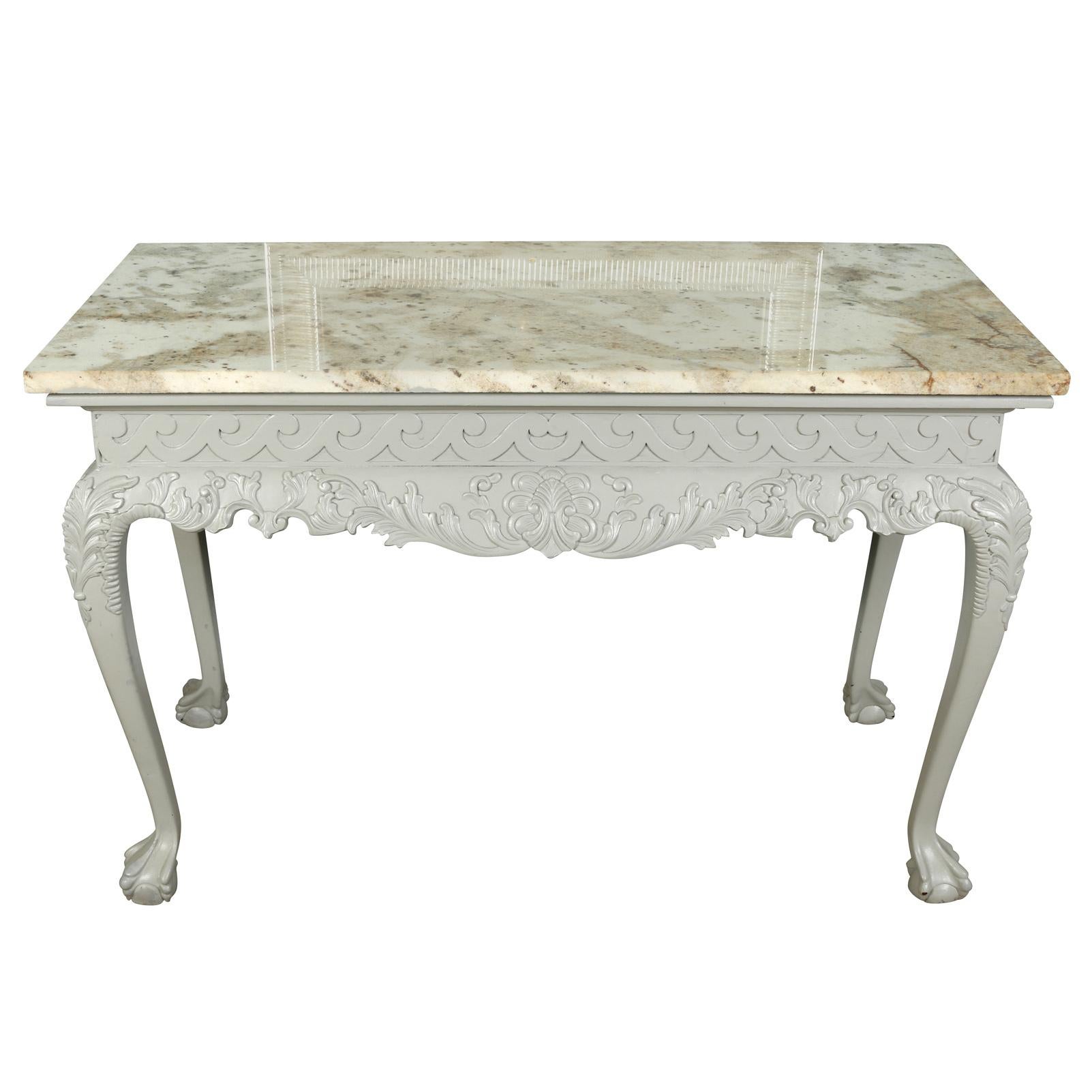Marble Top Console with Ornate Painted Base In Good Condition In Locust Valley, NY