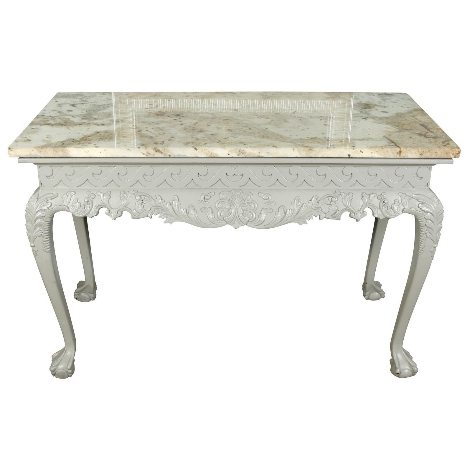 Marble Top Console with Ornate Painted Base