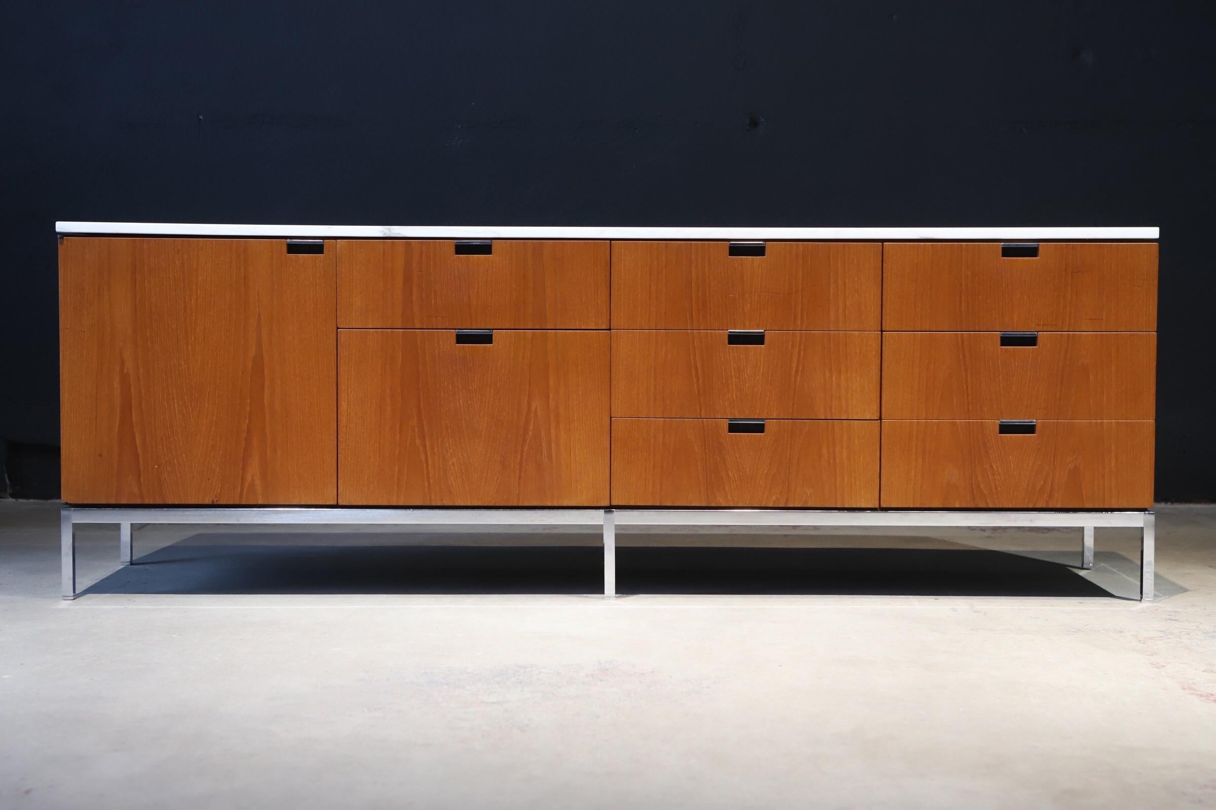 Mid-Century Modern Marble-Top Credenza by Florence Knoll