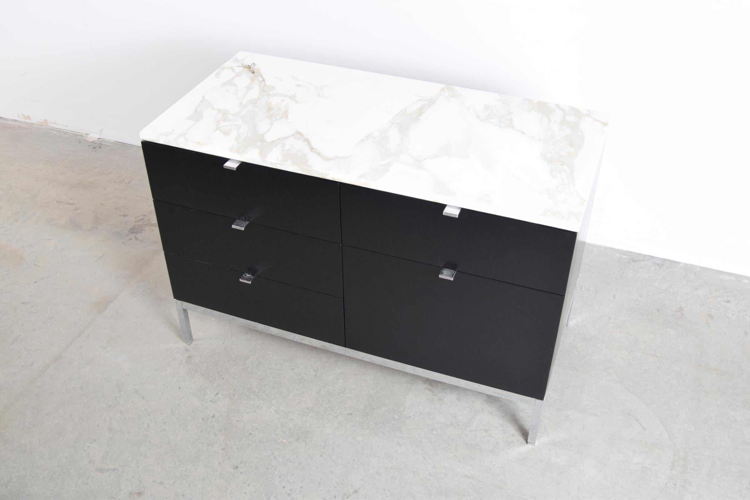 Mid-Century Modern Marble Top Credenza Designed by Florence Knoll