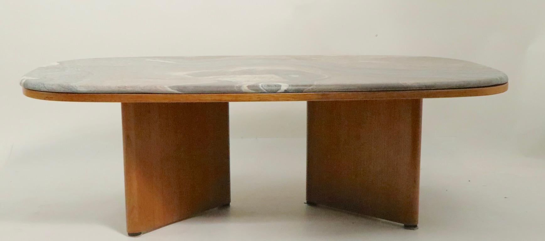 Scandinavian Modern Marble-Top Danish Modern Coffee Table by Bendixon Made in Sweden