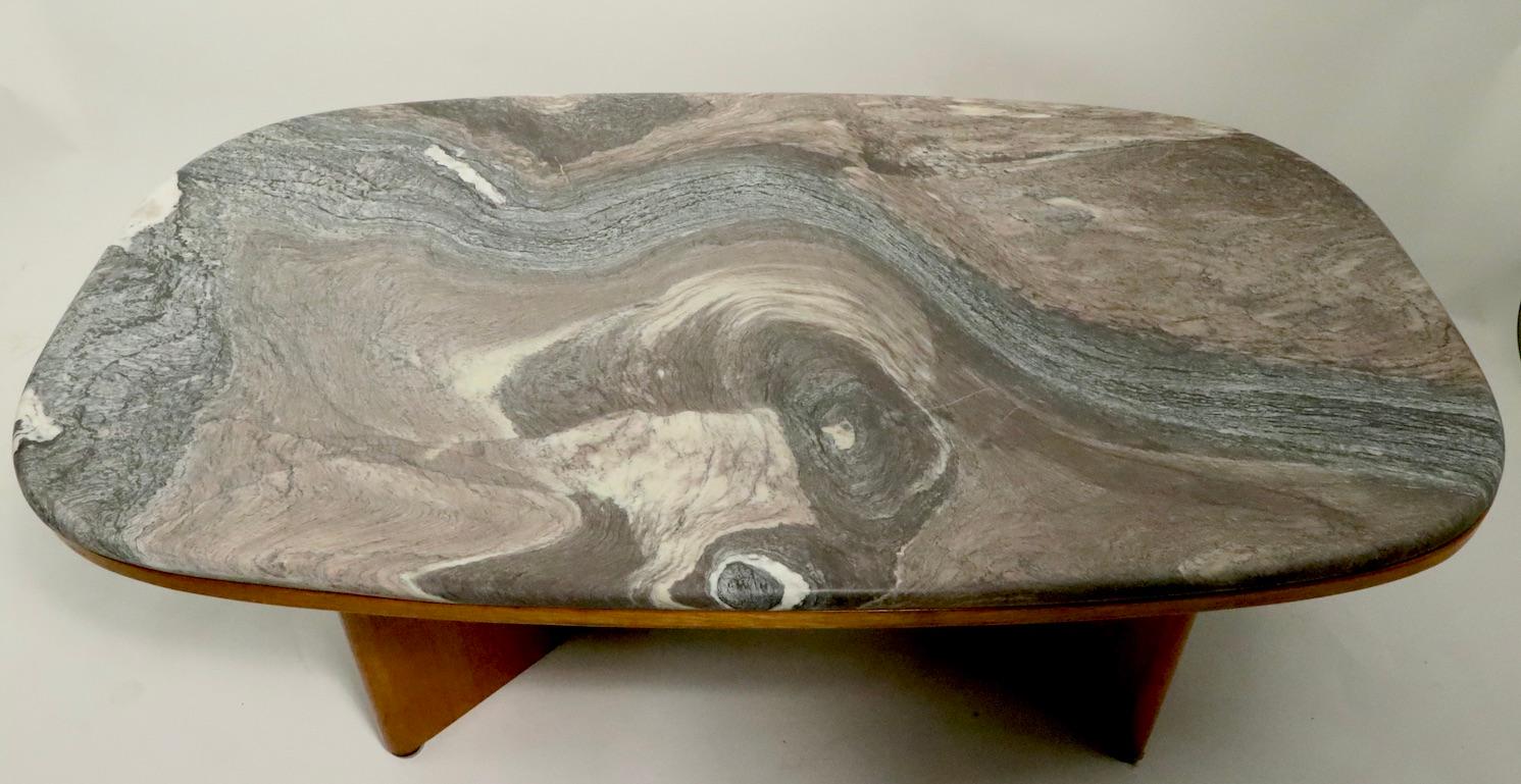 Marble-Top Danish Modern Coffee Table by Bendixon Made in Sweden In Good Condition In New York, NY