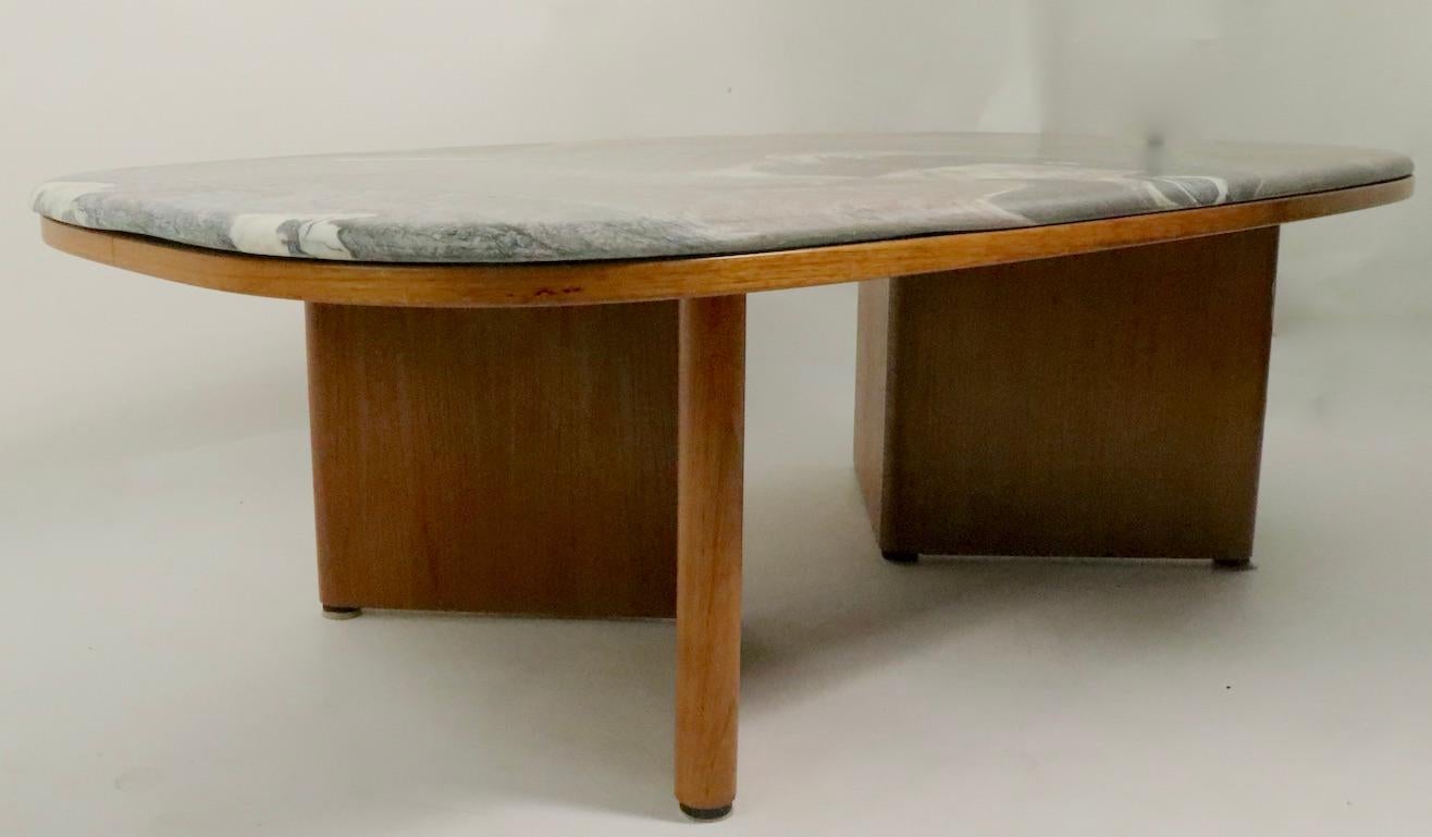 Marble-Top Danish Modern Coffee Table by Bendixon Made in Sweden 1