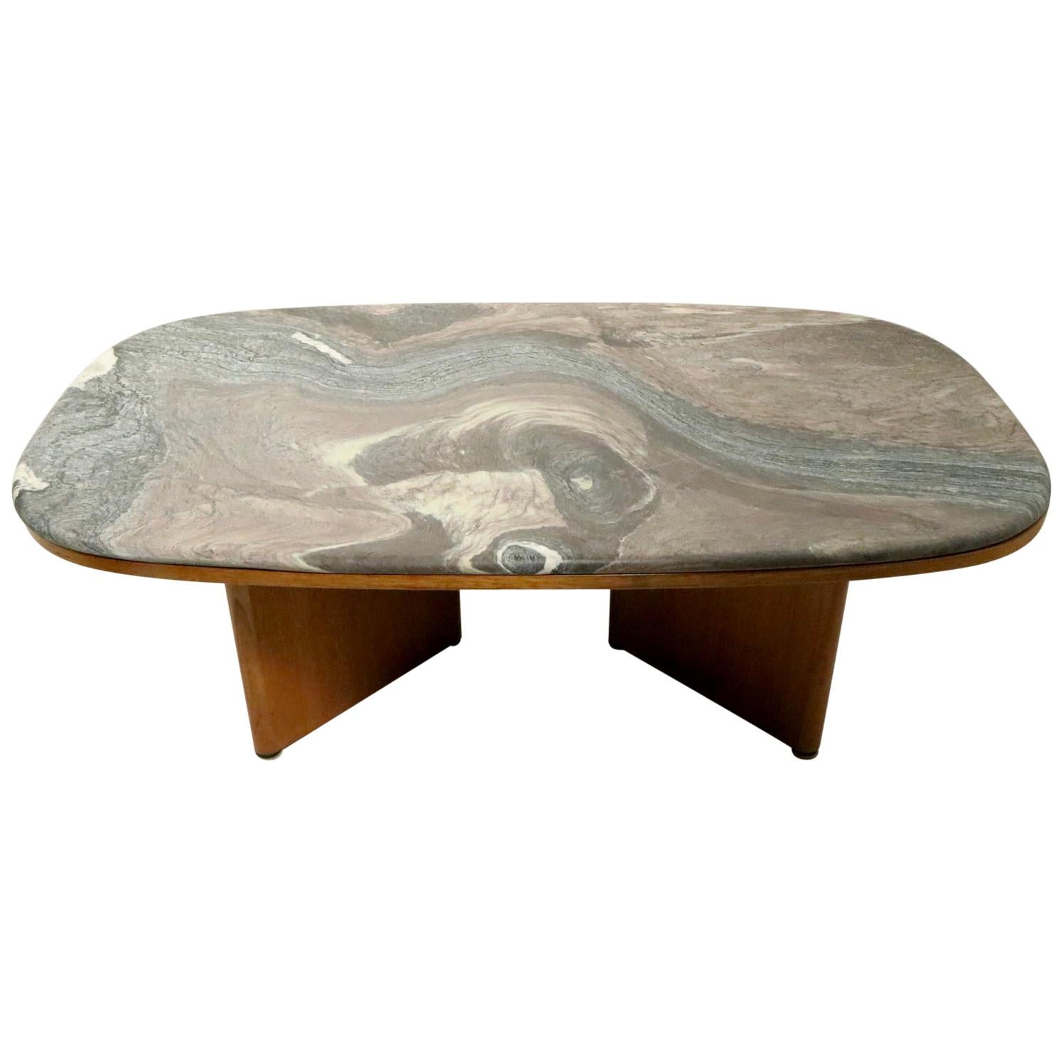 Marble-Top Danish Modern Coffee Table by Bendixon Made in Sweden