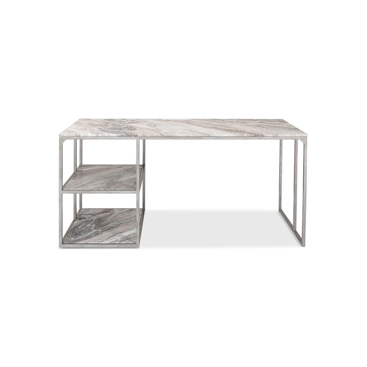 Schreibtisch mit Marmorplatte (Eisen) im Angebot
