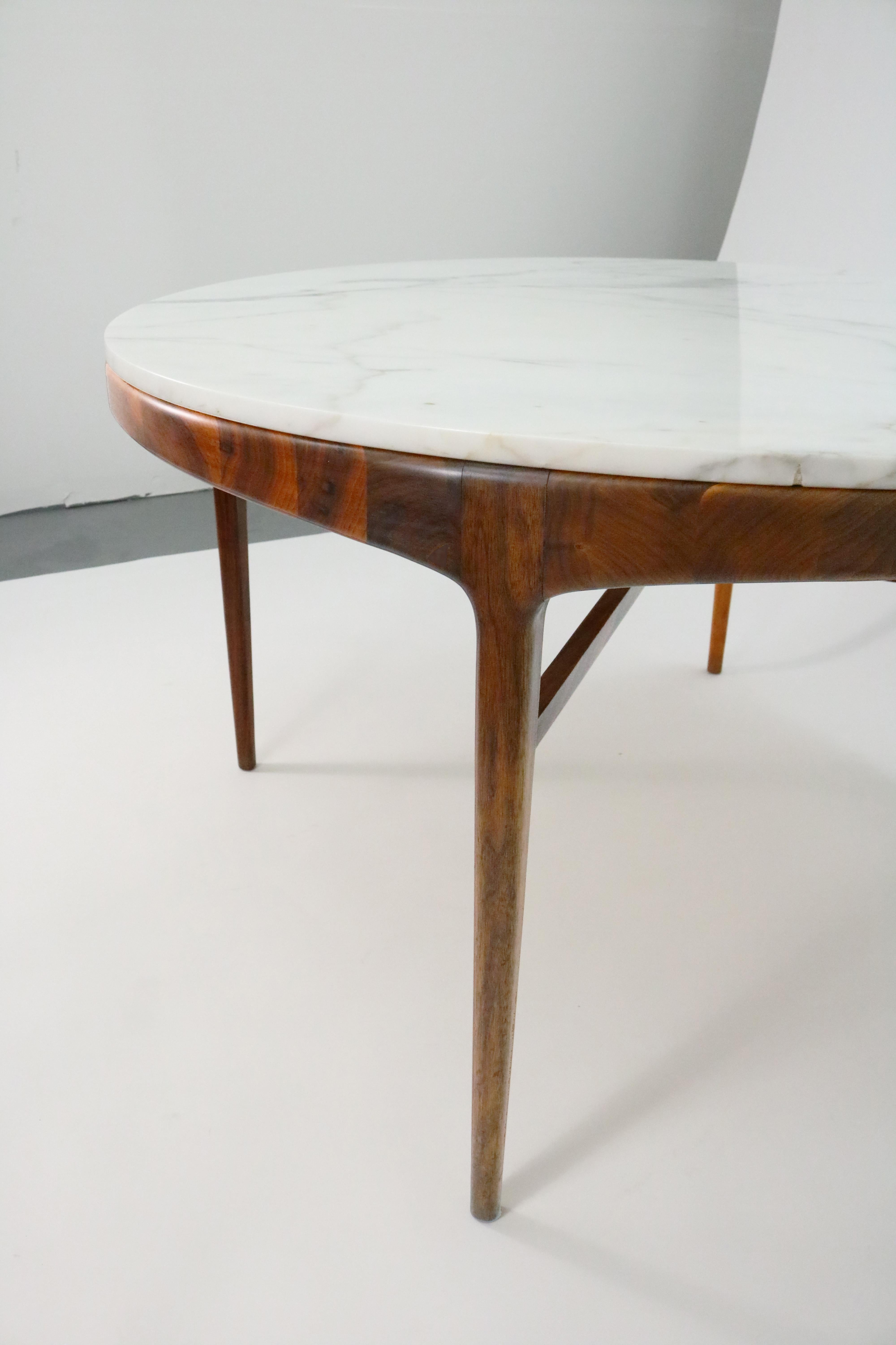 Marble Top Dining Table, Lane 'Rhythm' Series, 1960s In Good Condition In Littleton, CO