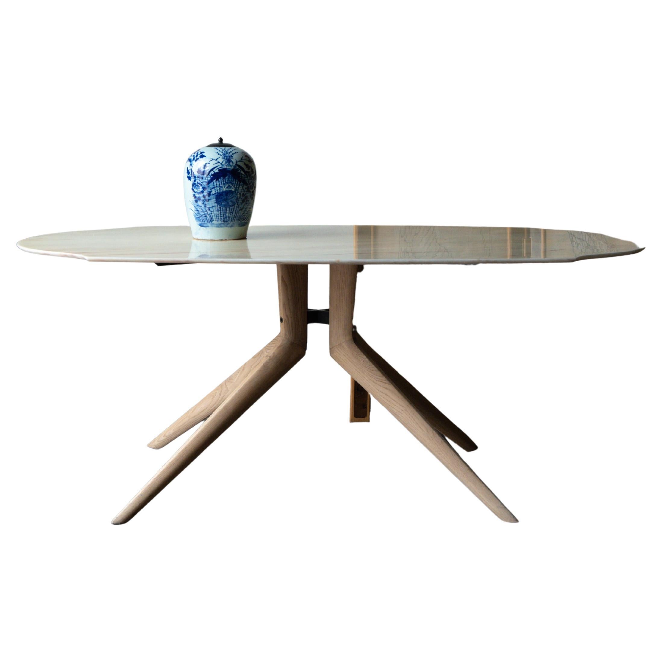 Rare Midcentury Curved Marble Dining Table For Sale