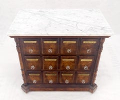 Marble Top Drawers Burl Wood Decorative Cristal Balls Pulls Bachelor Chest MINT
