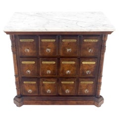 Marble Top Drawers Burl Wood Decorative Cristal Balls Pulls Bachelor Chest MINT