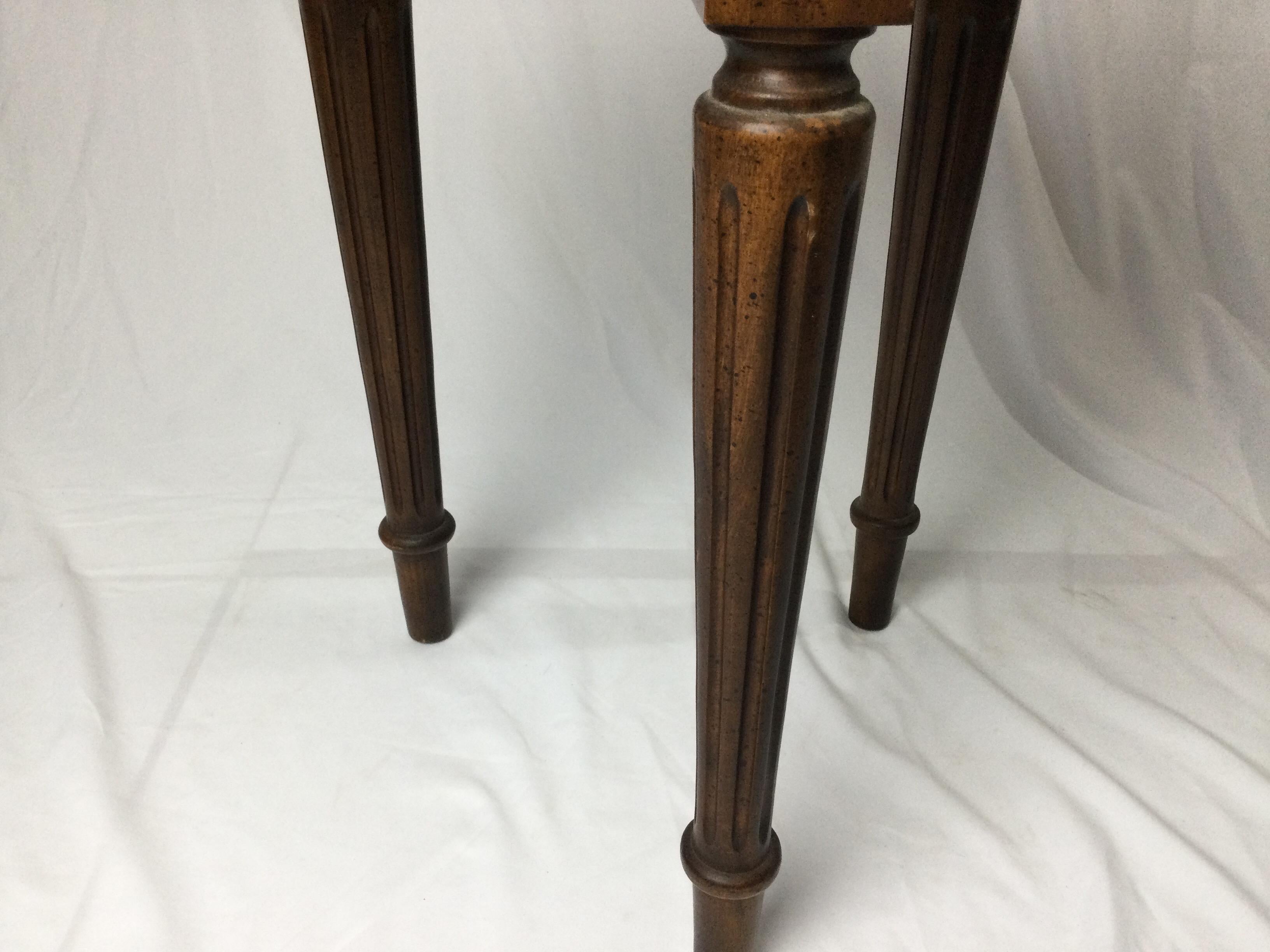 American Marble Top Drink Table Stand with Fluted Tapered Legs For Sale