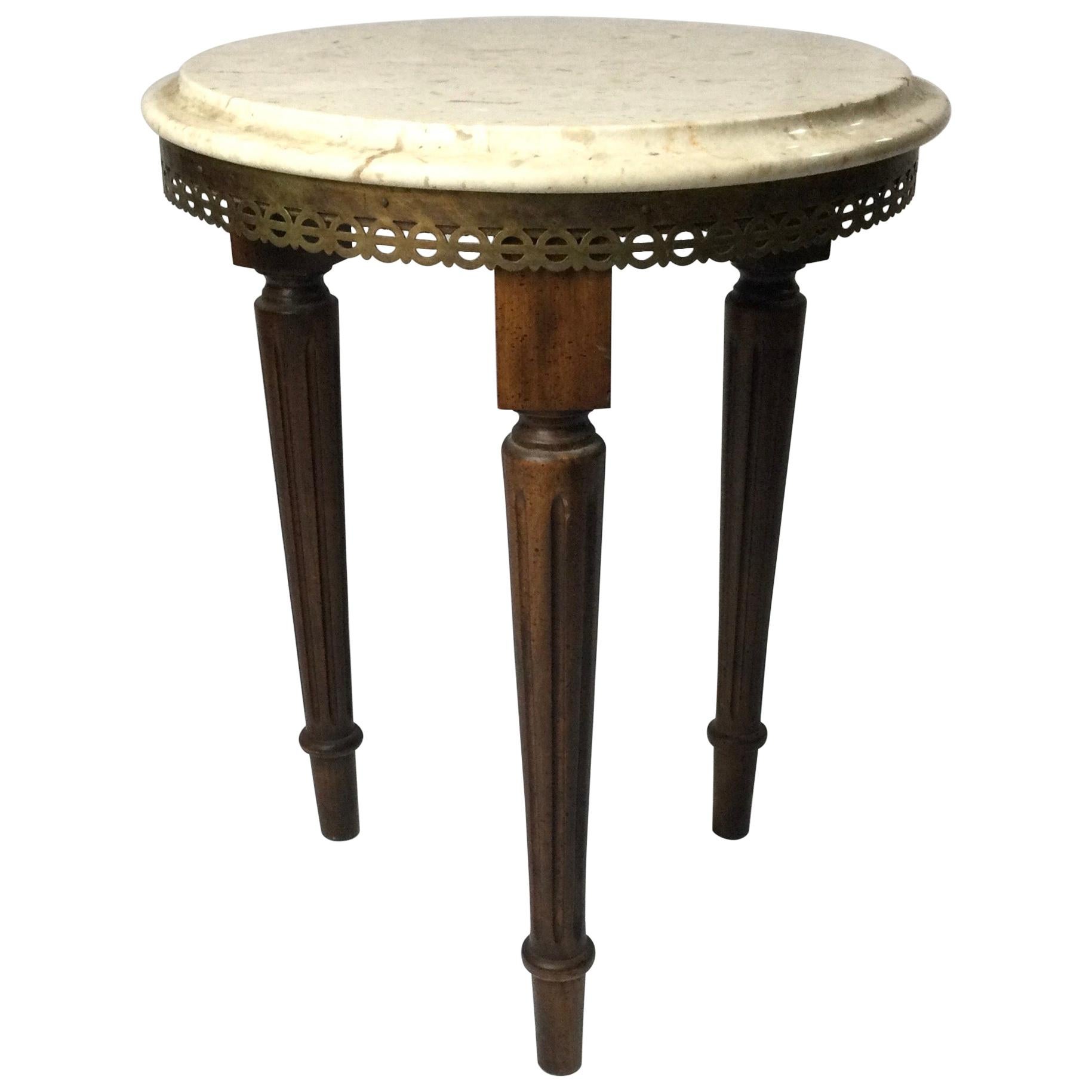 Marble Top Drink Table Stand with Fluted Tapered Legs