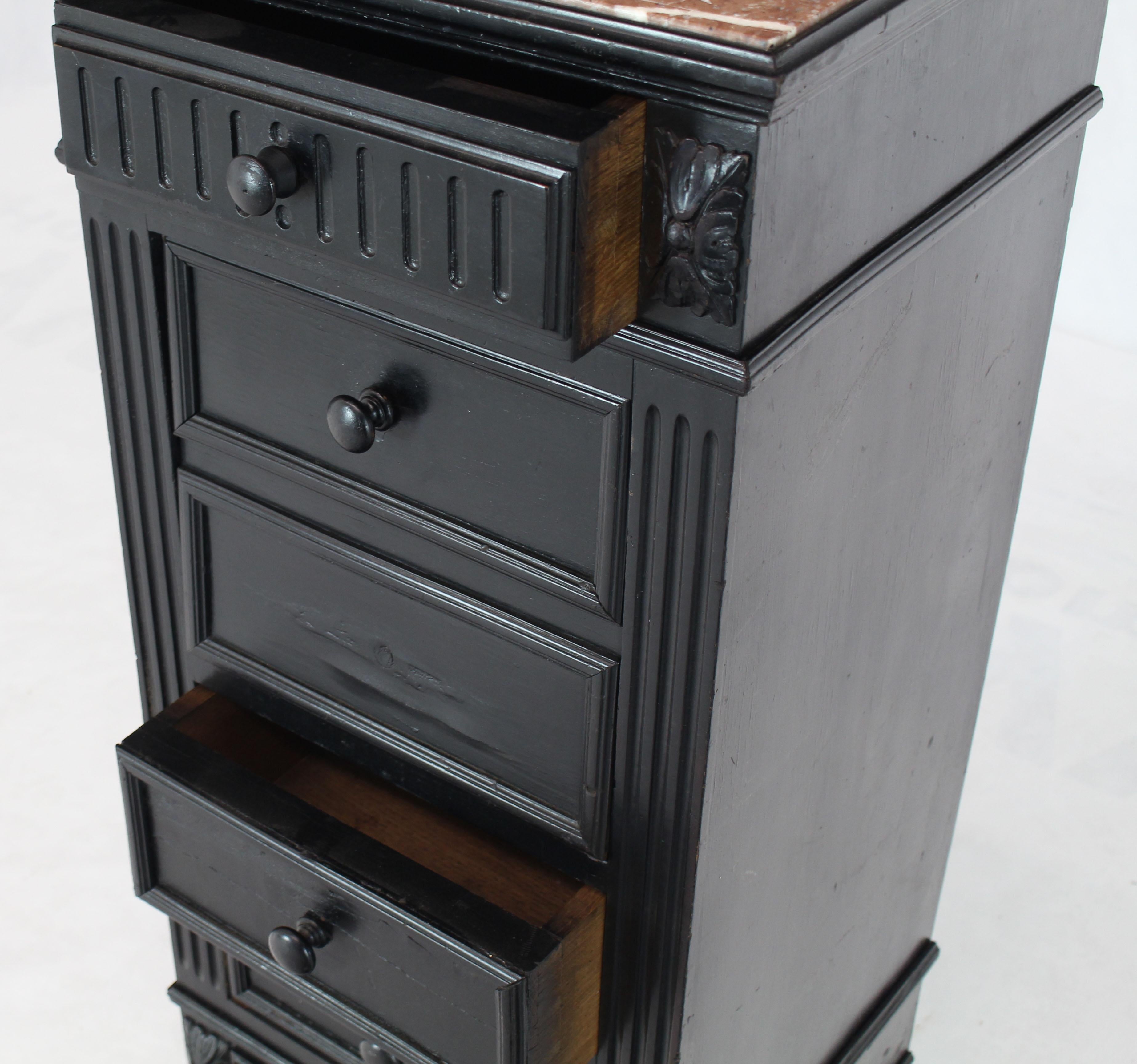 Marble Top Ebonized Black Four Drawers Drop Front Compartment Barber Stand For Sale 5